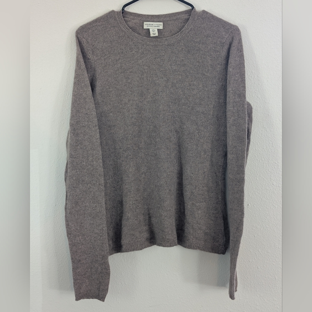 Adrienne Vittadini Taupe Crewneck Sweater